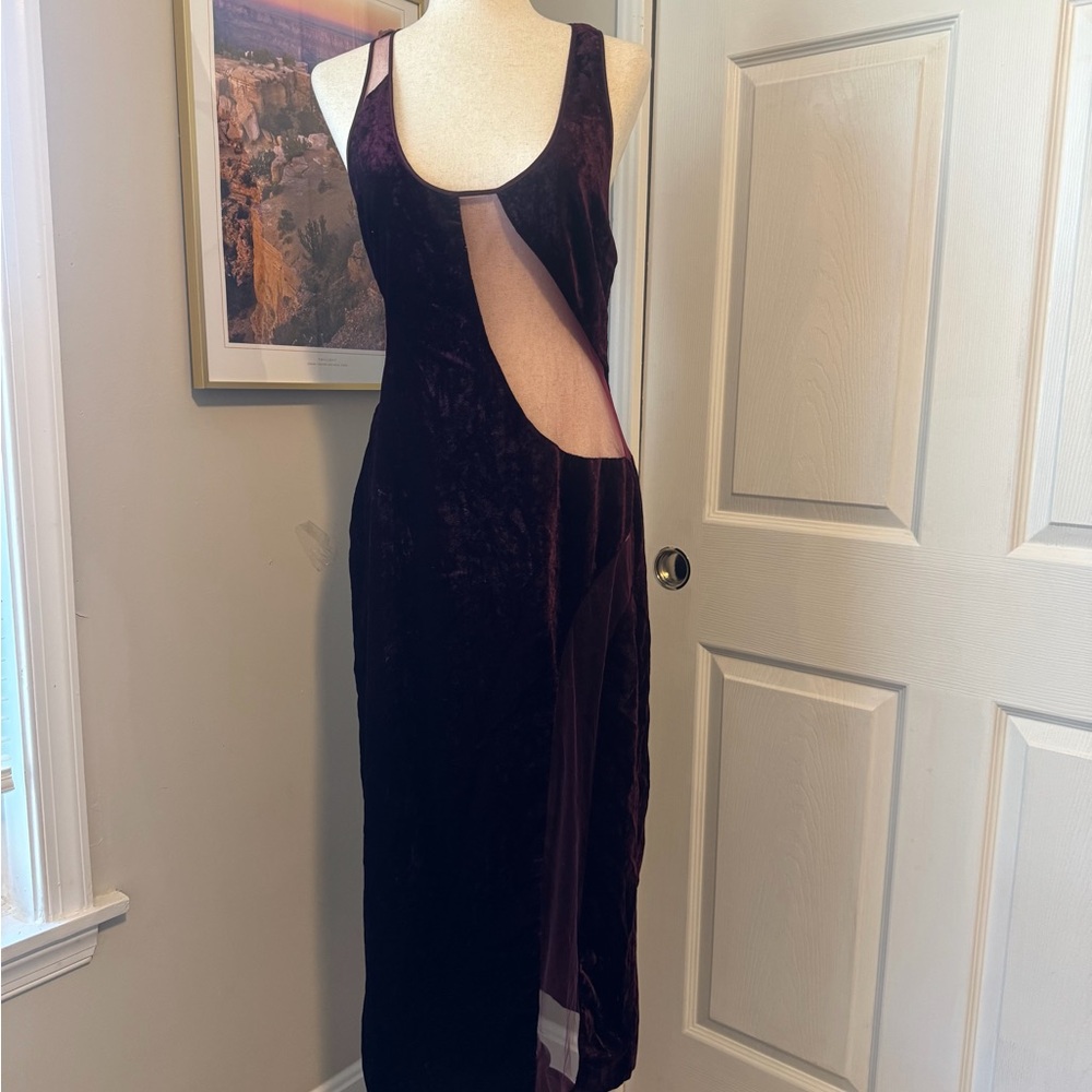 NBD Velvet Midi Dress in Deep Purple